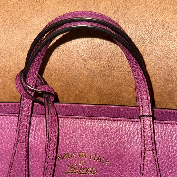 Gucci Dollar Calfskin Purple Leather Satchel - Picture 6 of 12